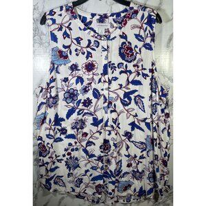 Liz Claiborne Floral Tank Top in Blue and Red